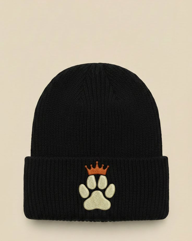 Paw-and-crown beanie concept
