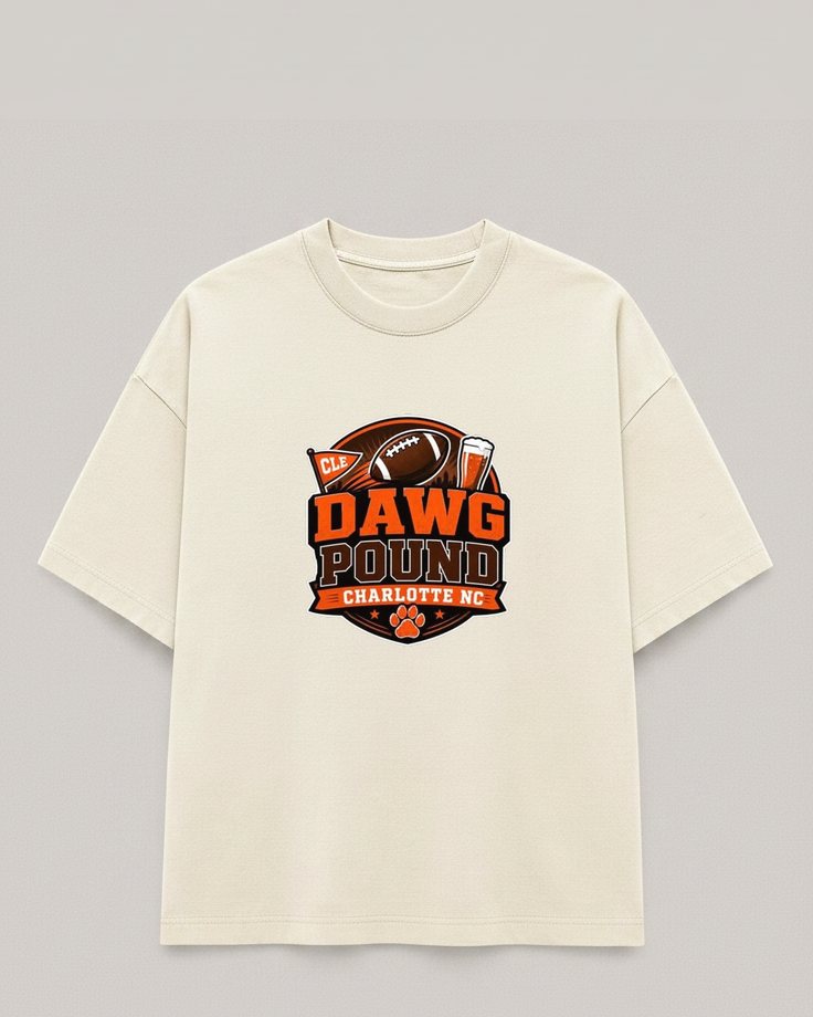 Center Crest tee — big Dawg Pound Charlotte crest across the chest